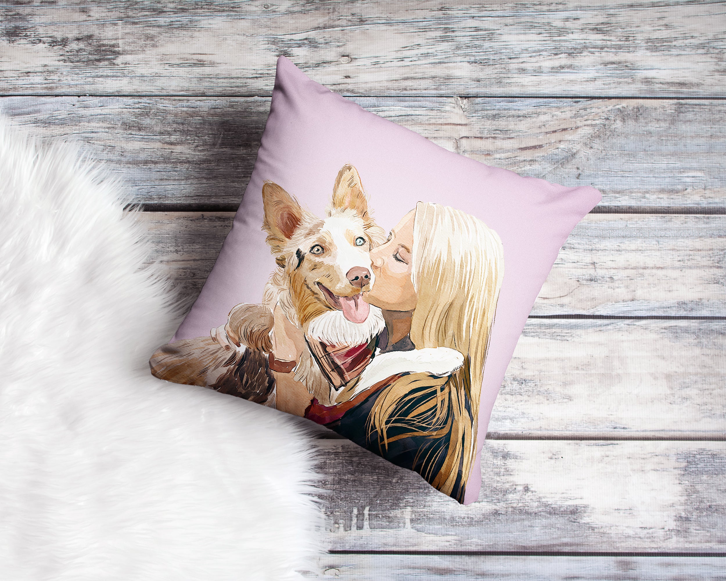 Custom Pet Pillow (Watercolor Portrait) – Custom Bark
